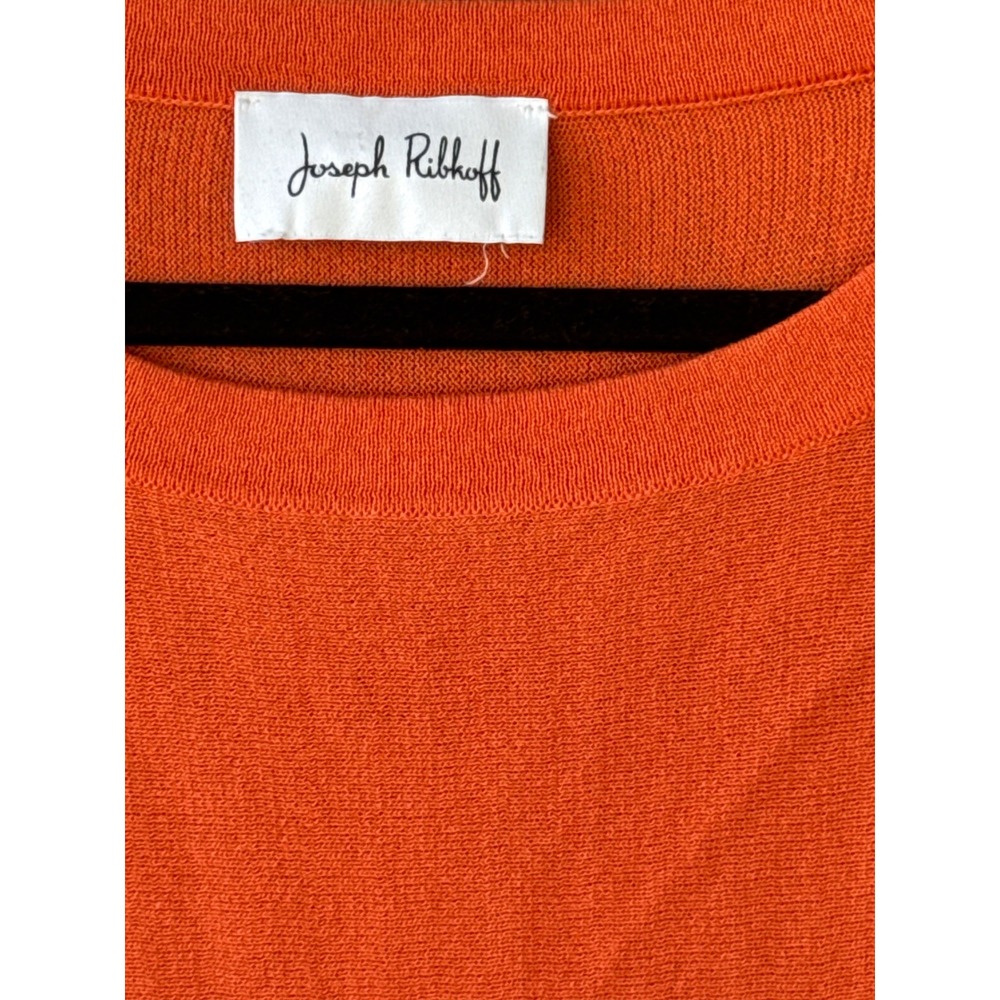 Joseph Ribkoff Orange Dolman Sleeve D-Ring Knit Top Crew Neck Size M preppy - Picture 2 of 7